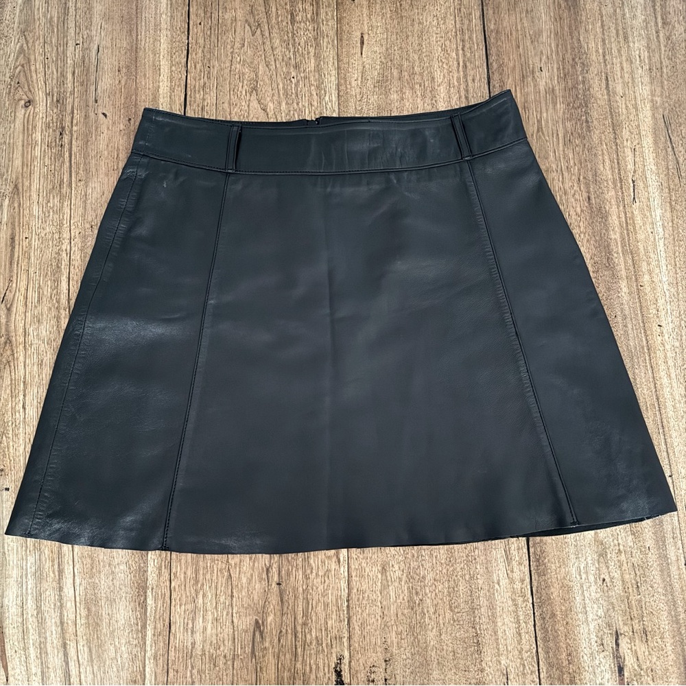 Classic Black Leather Mini Skirt